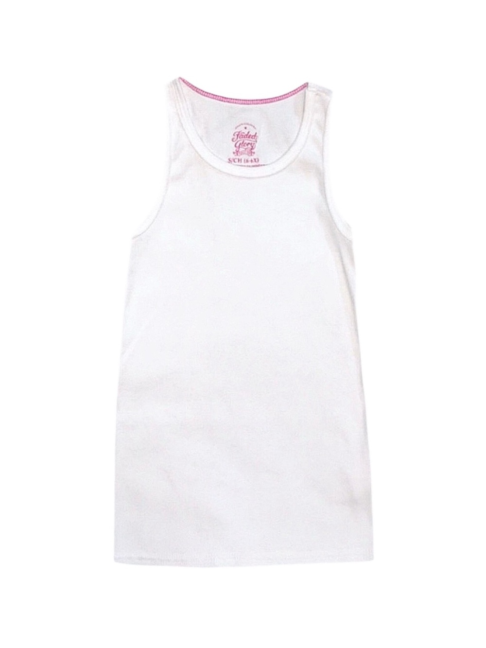 FADED GLORY Girl's White Tank Top Small 6/6X
